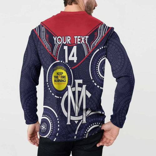 Custom AFL Demons NAIDOC Week Button Sweatshirt Keep The Fire Burning Indigenous Art