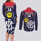 Custom AFL Demons NAIDOC Week Couples Matching Long Sleeve Bodycon Dress and Long Sleeve Button Shirt Keep The Fire Burning Indigenous Art