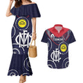 Custom AFL Demons NAIDOC Week Couples Matching Mermaid Dress and Hawaiian Shirt Keep The Fire Burning Indigenous Art