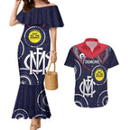 Custom AFL Demons NAIDOC Week Couples Matching Mermaid Dress and Hawaiian Shirt Keep The Fire Burning Indigenous Art