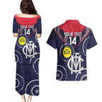 Custom AFL Demons NAIDOC Week Couples Matching Puletasi and Hawaiian Shirt Keep The Fire Burning Indigenous Art