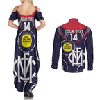 Custom AFL Demons NAIDOC Week Couples Matching Summer Maxi Dress and Long Sleeve Button Shirt Keep The Fire Burning Indigenous Art