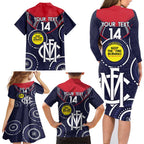 Custom AFL Demons NAIDOC Week Family Matching Long Sleeve Bodycon Dress and Hawaiian Shirt Keep The Fire Burning Indigenous Art