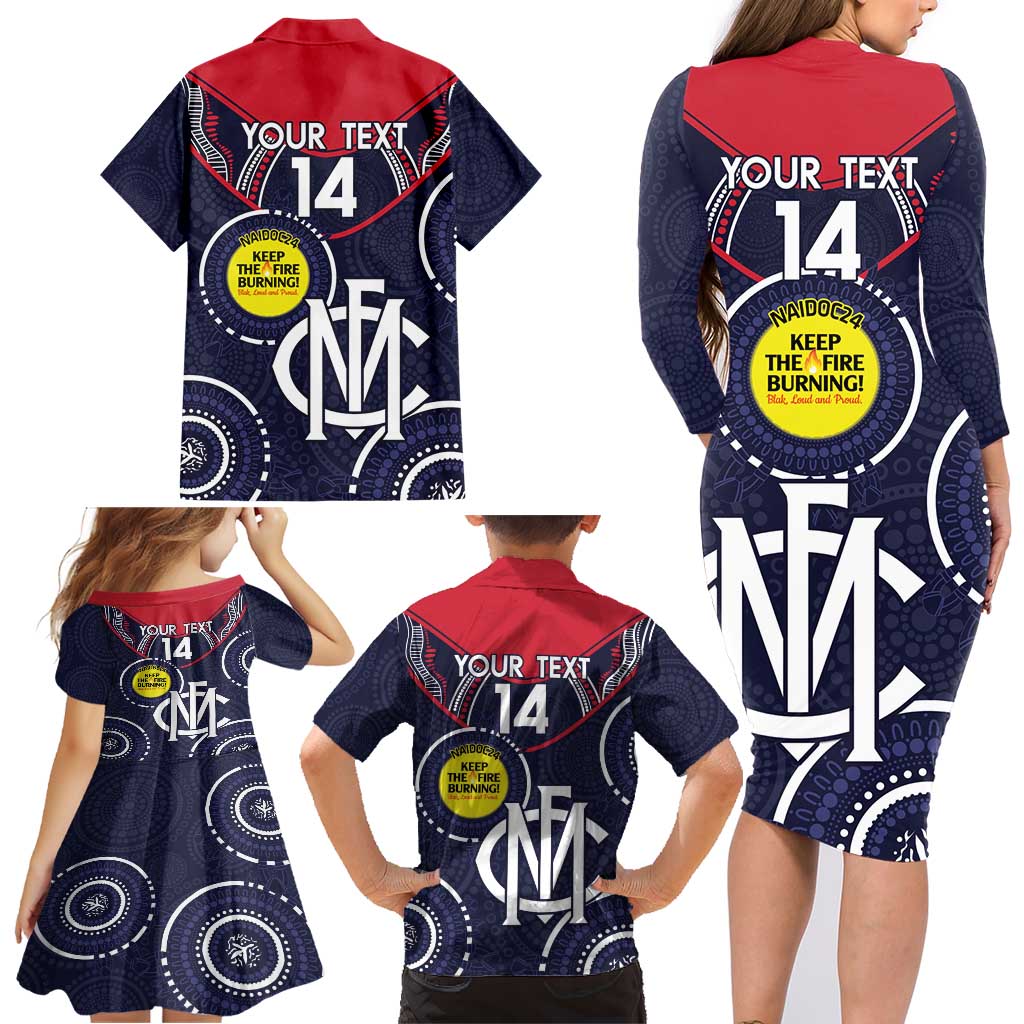 Custom AFL Demons NAIDOC Week Family Matching Long Sleeve Bodycon Dress and Hawaiian Shirt Keep The Fire Burning Indigenous Art
