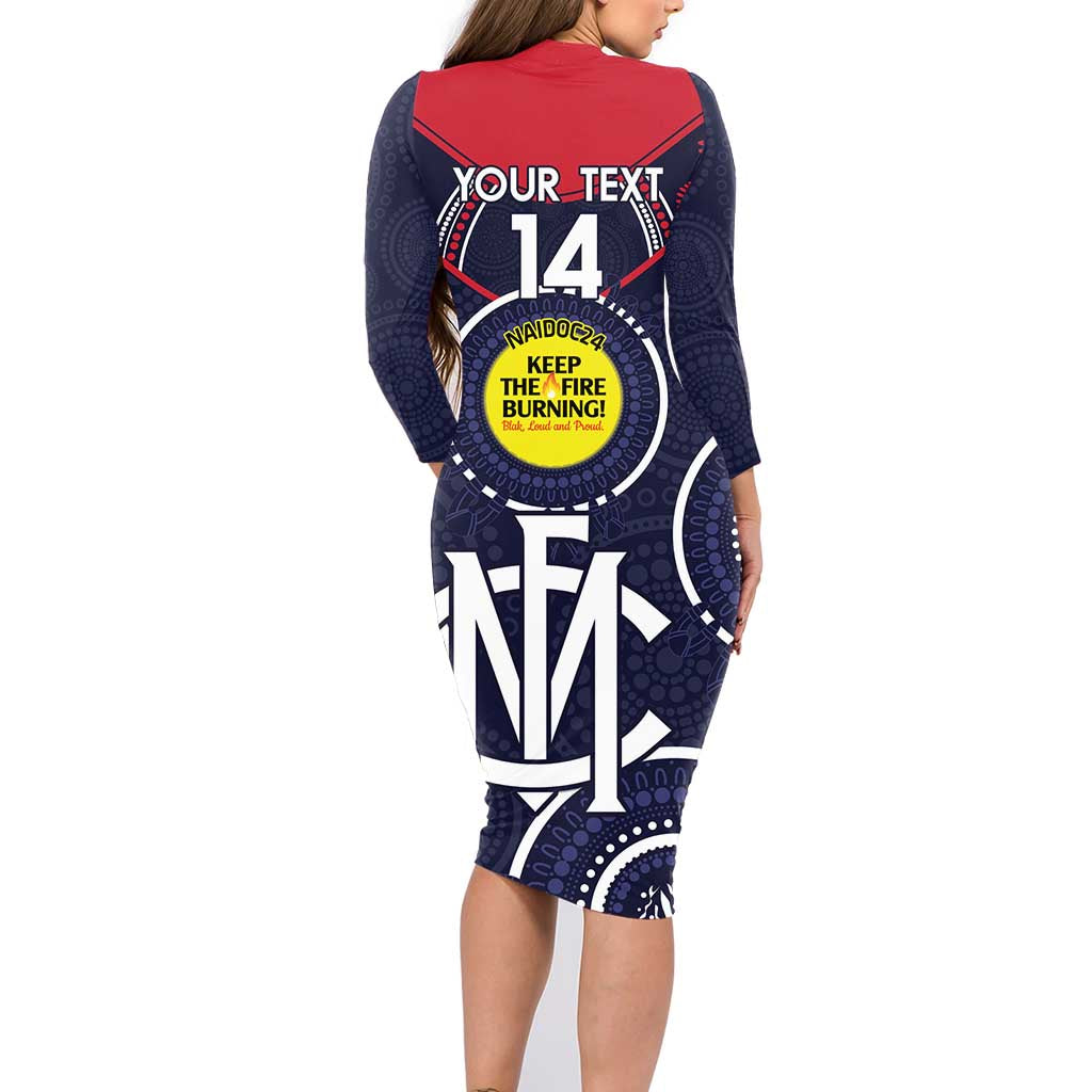 Custom AFL Demons NAIDOC Week Family Matching Long Sleeve Bodycon Dress and Hawaiian Shirt Keep The Fire Burning Indigenous Art