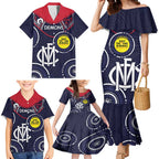 Custom AFL Demons NAIDOC Week Family Matching Mermaid Dress and Hawaiian Shirt Keep The Fire Burning Indigenous Art