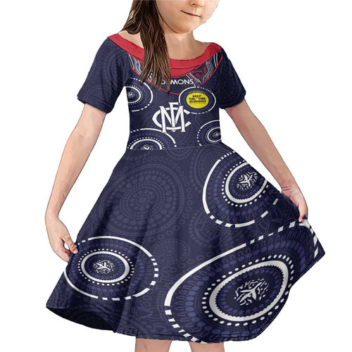 Custom AFL Demons NAIDOC Week Family Matching Mermaid Dress and Hawaiian Shirt Keep The Fire Burning Indigenous Art