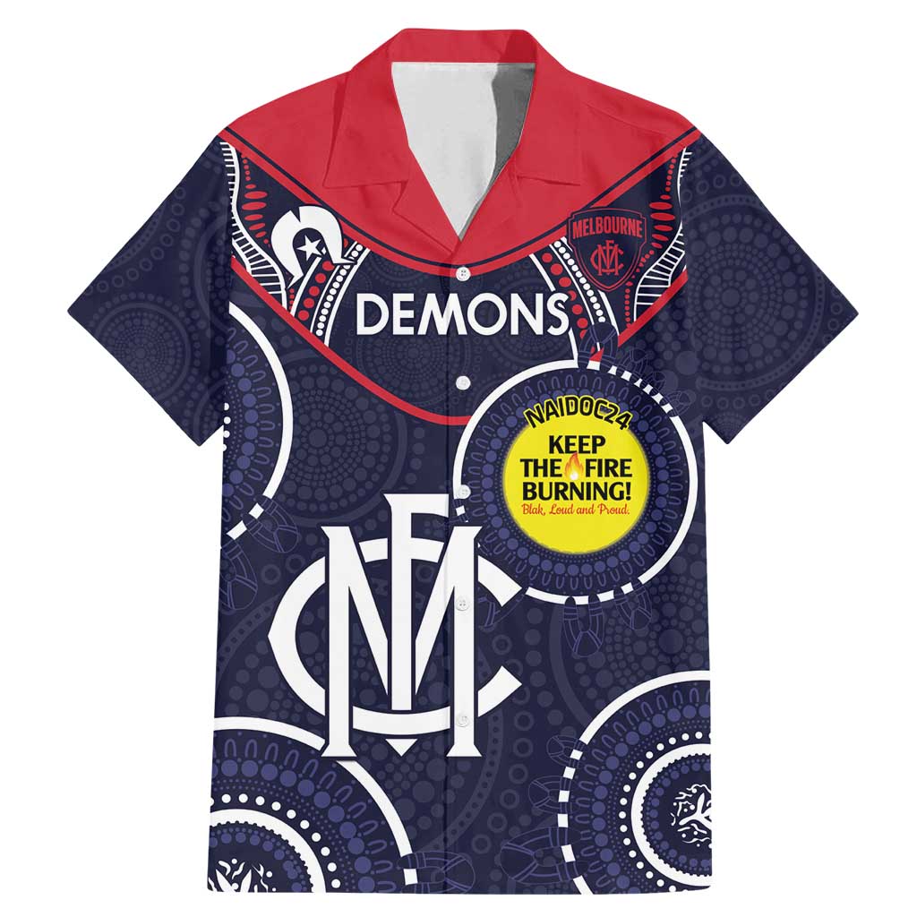Custom AFL Demons NAIDOC Week Family Matching Mermaid Dress and Hawaiian Shirt Keep The Fire Burning Indigenous Art