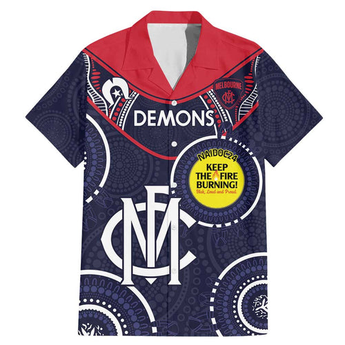 Custom AFL Demons NAIDOC Week Family Matching Mermaid Dress and Hawaiian Shirt Keep The Fire Burning Indigenous Art