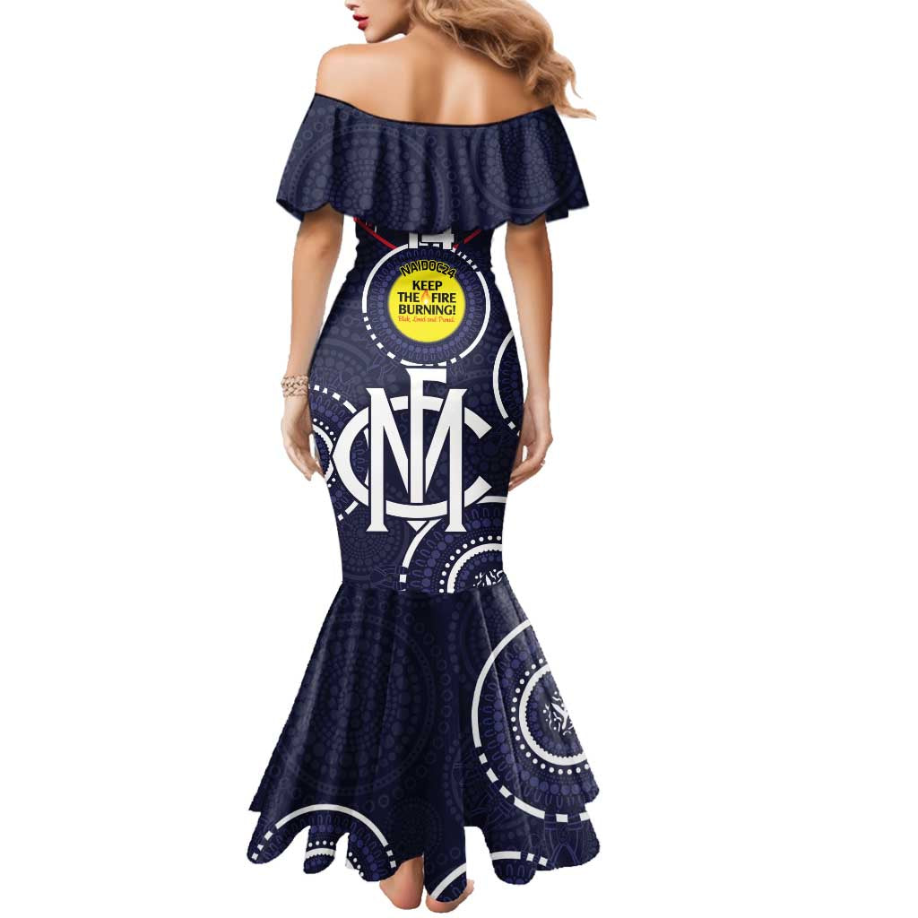 Custom AFL Demons NAIDOC Week Family Matching Mermaid Dress and Hawaiian Shirt Keep The Fire Burning Indigenous Art