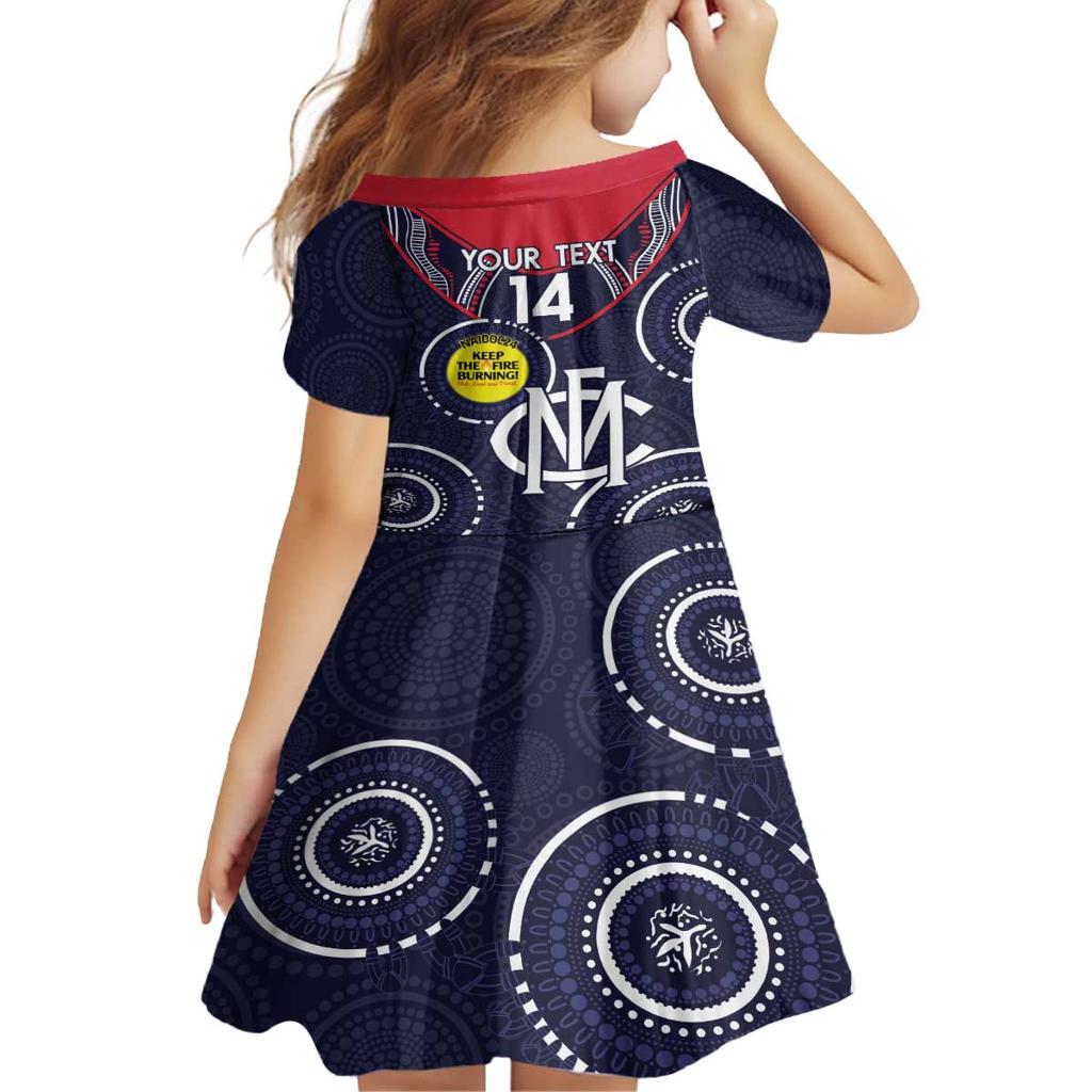 Custom AFL Demons NAIDOC Week Family Matching Off The Shoulder Long Sleeve Dress and Hawaiian Shirt Keep The Fire Burning Indigenous Art