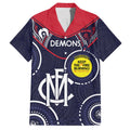 Custom AFL Demons NAIDOC Week Family Matching Off Shoulder Maxi Dress and Hawaiian Shirt Keep The Fire Burning Indigenous Art
