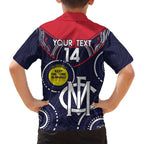 Custom AFL Demons NAIDOC Week Family Matching Off Shoulder Short Dress and Hawaiian Shirt Keep The Fire Burning Indigenous Art