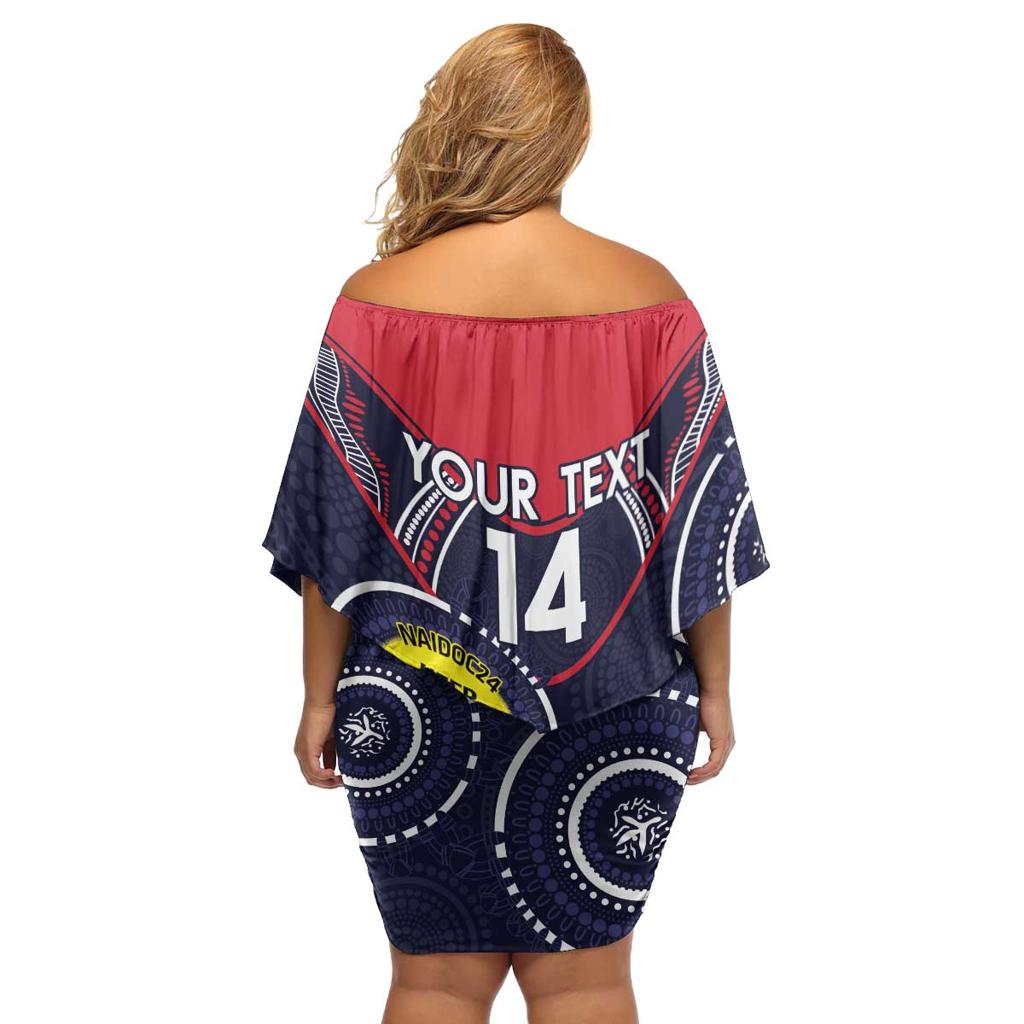 Custom AFL Demons NAIDOC Week Family Matching Off Shoulder Short Dress and Hawaiian Shirt Keep The Fire Burning Indigenous Art