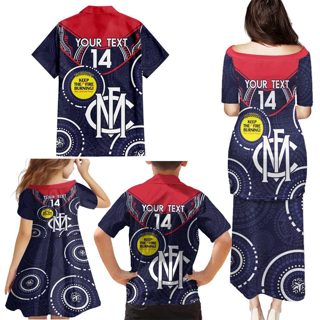 Custom AFL Demons NAIDOC Week Family Matching Puletasi and Hawaiian Shirt Keep The Fire Burning Indigenous Art