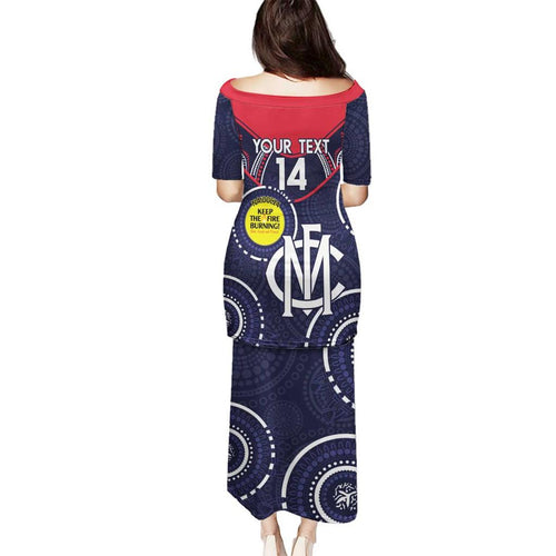 Custom AFL Demons NAIDOC Week Family Matching Puletasi and Hawaiian Shirt Keep The Fire Burning Indigenous Art