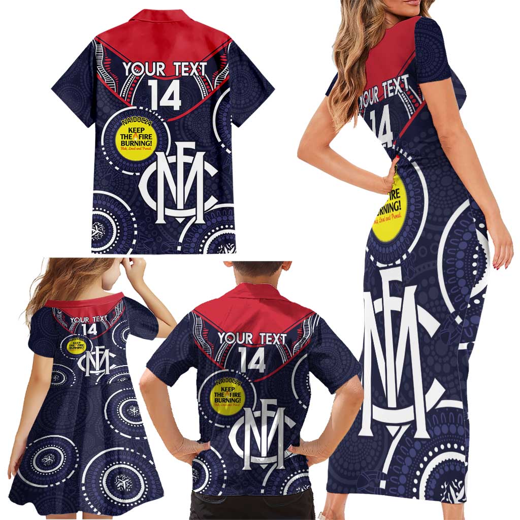 Custom AFL Demons NAIDOC Week Family Matching Short Sleeve Bodycon Dress and Hawaiian Shirt Keep The Fire Burning Indigenous Art