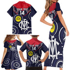 Custom AFL Demons NAIDOC Week Family Matching Short Sleeve Bodycon Dress and Hawaiian Shirt Keep The Fire Burning Indigenous Art