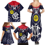 Custom AFL Demons NAIDOC Week Family Matching Summer Maxi Dress and Hawaiian Shirt Keep The Fire Burning Indigenous Art