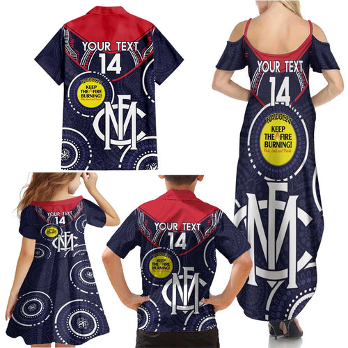 Custom AFL Demons NAIDOC Week Family Matching Summer Maxi Dress and Hawaiian Shirt Keep The Fire Burning Indigenous Art