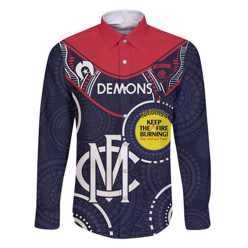 Custom AFL Demons NAIDOC Week Family Matching Summer Maxi Dress and Hawaiian Shirt Keep The Fire Burning Indigenous Art