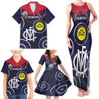 Custom AFL Demons NAIDOC Week Family Matching Tank Maxi Dress and Hawaiian Shirt Keep The Fire Burning Indigenous Art