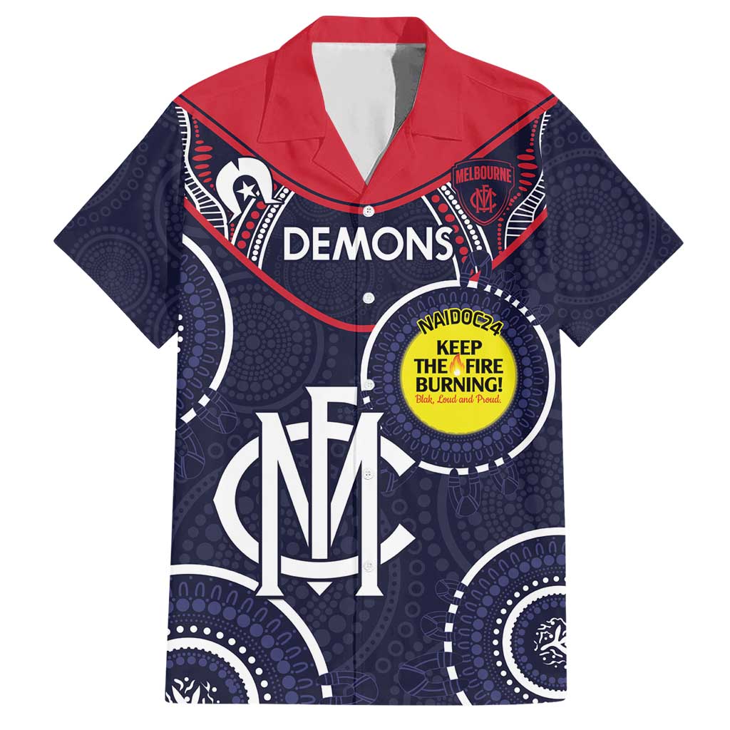 Custom AFL Demons NAIDOC Week Hawaiian Shirt Keep The Fire Burning Indigenous Art