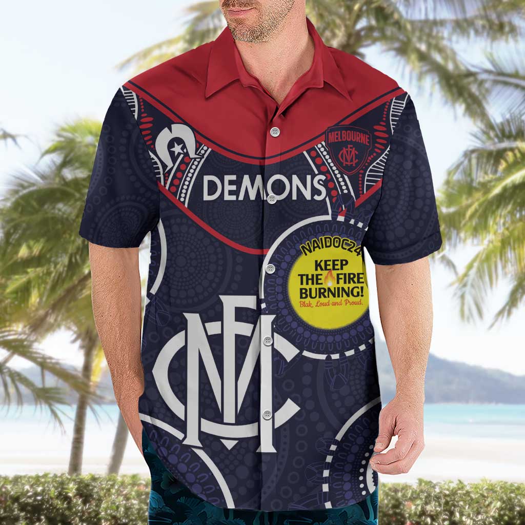 Custom AFL Demons NAIDOC Week Hawaiian Shirt Keep The Fire Burning Indigenous Art
