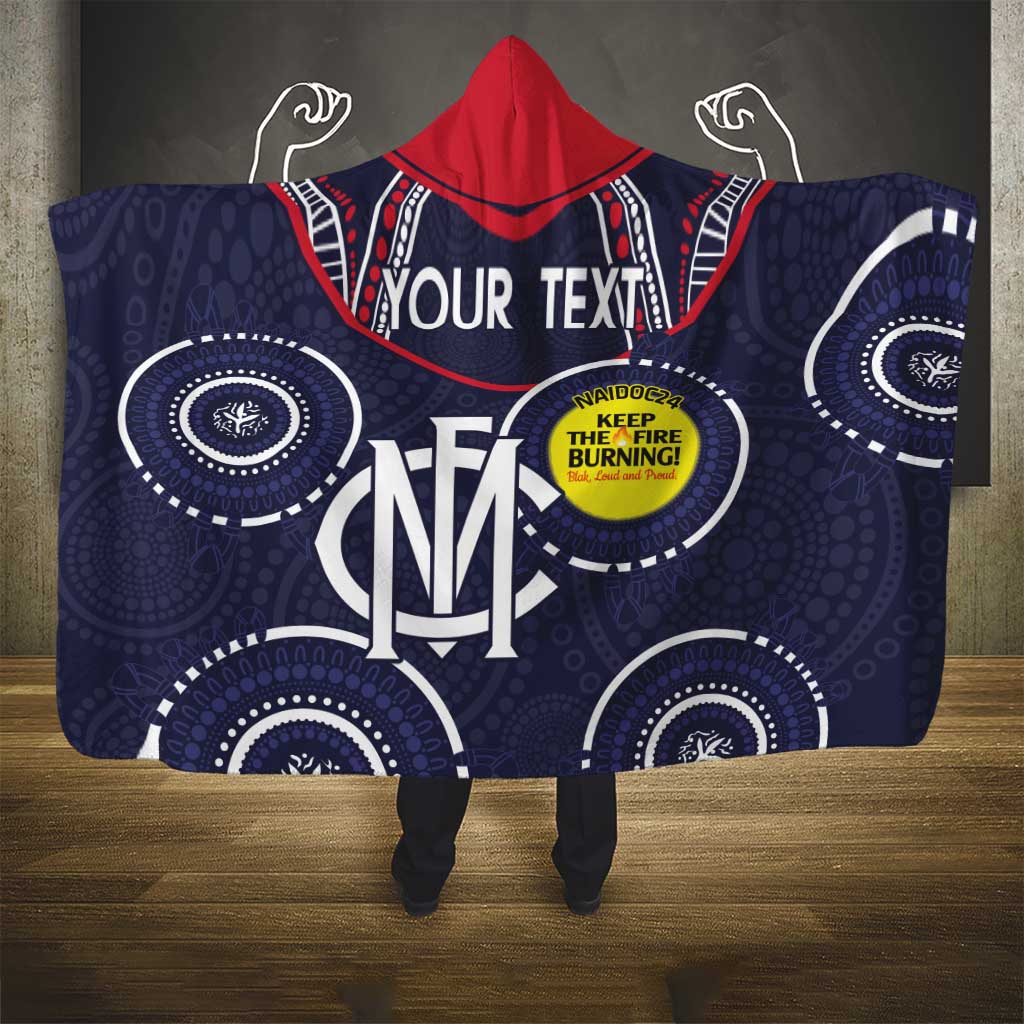 Custom AFL Demons NAIDOC Week Hooded Blanket Keep The Fire Burning Indigenous Art