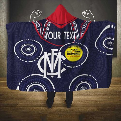 Custom AFL Demons NAIDOC Week Hooded Blanket Keep The Fire Burning Indigenous Art