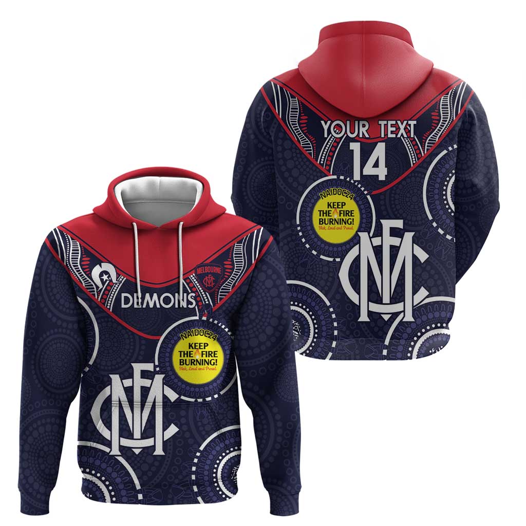 Custom AFL Demons NAIDOC Week Hoodie Keep The Fire Burning Indigenous Art