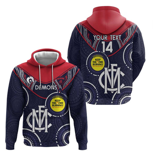 Custom AFL Demons NAIDOC Week Hoodie Keep The Fire Burning Indigenous Art