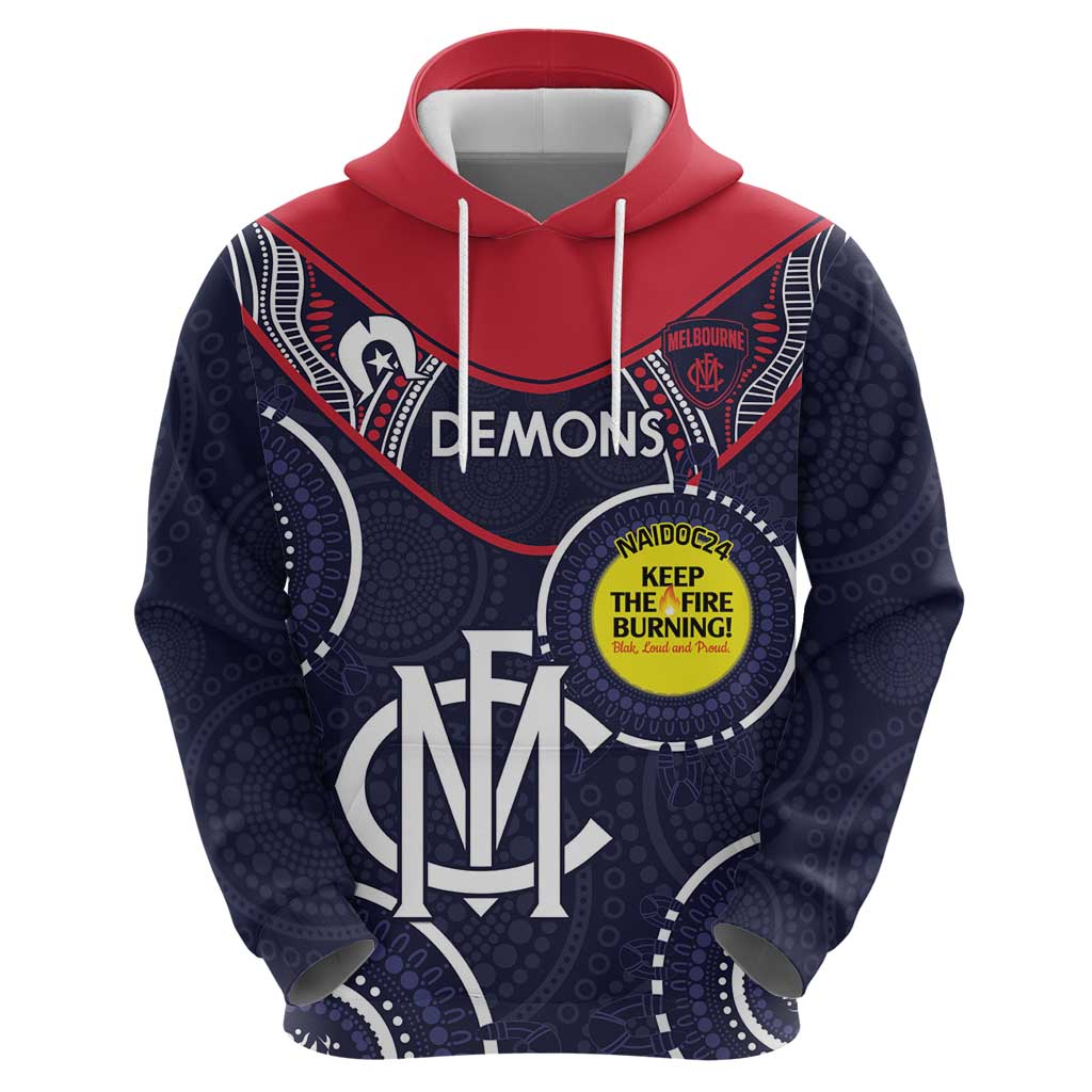 Custom AFL Demons NAIDOC Week Hoodie Keep The Fire Burning Indigenous Art