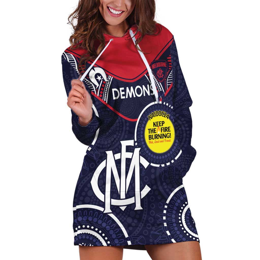 Custom AFL Demons NAIDOC Week Hoodie Dress Keep The Fire Burning Indigenous Art
