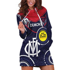 Custom AFL Demons NAIDOC Week Hoodie Dress Keep The Fire Burning Indigenous Art