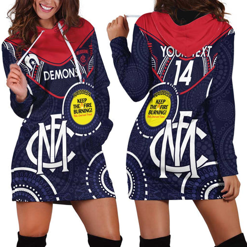 Custom AFL Demons NAIDOC Week Hoodie Dress Keep The Fire Burning Indigenous Art