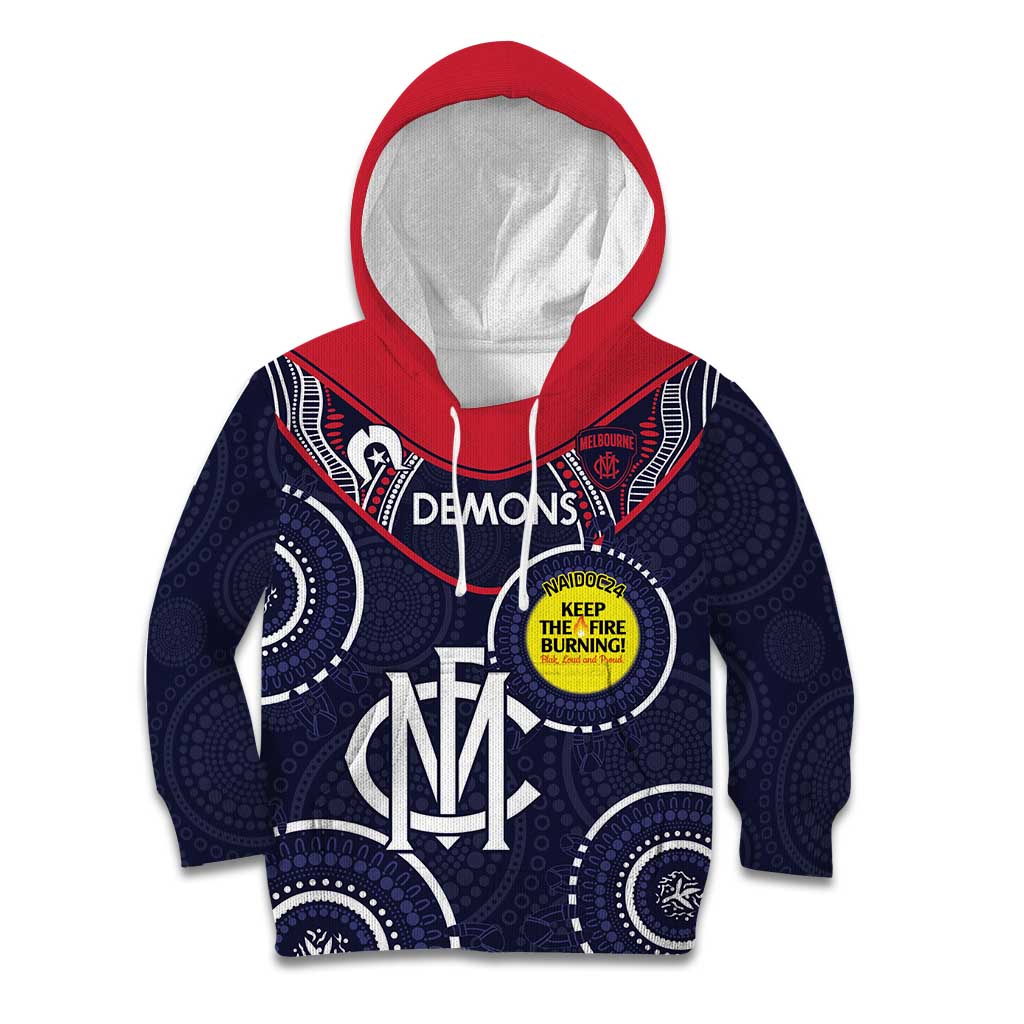 Custom AFL Demons NAIDOC Week Kid Hoodie Keep The Fire Burning Indigenous Art