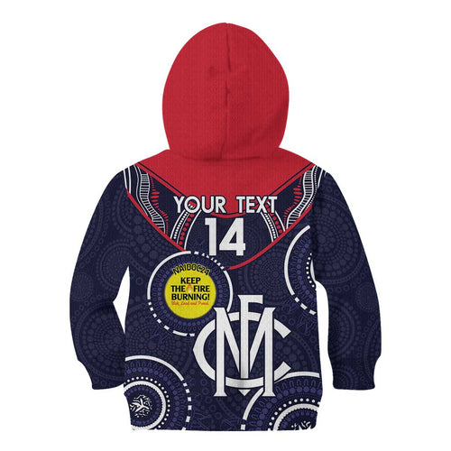 Custom AFL Demons NAIDOC Week Kid Hoodie Keep The Fire Burning Indigenous Art