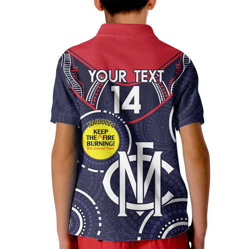 Custom AFL Demons NAIDOC Week Kid Polo Shirt Keep The Fire Burning Indigenous Art