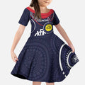 Custom AFL Demons NAIDOC Week Kid Short Sleeve Dress Keep The Fire Burning Indigenous Art
