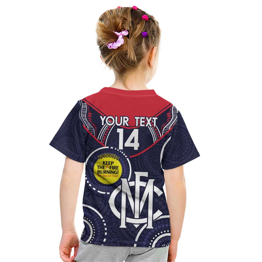 Custom AFL Demons NAIDOC Week Kid T Shirt Keep The Fire Burning Indigenous Art