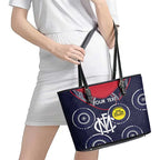 Custom AFL Demons NAIDOC Week Leather Tote Bag Keep The Fire Burning Indigenous Art