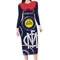 Custom AFL Demons NAIDOC Week Long Sleeve Bodycon Dress Keep The Fire Burning Indigenous Art
