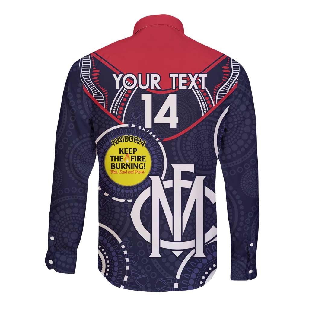 Custom AFL Demons NAIDOC Week Long Sleeve Button Shirt Keep The Fire Burning Indigenous Art