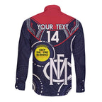 Custom AFL Demons NAIDOC Week Long Sleeve Button Shirt Keep The Fire Burning Indigenous Art