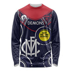 Custom AFL Demons NAIDOC Week Long Sleeve Shirt Keep The Fire Burning Indigenous Art