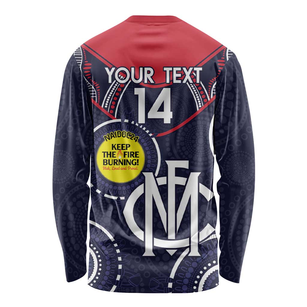 Custom AFL Demons NAIDOC Week Long Sleeve Shirt Keep The Fire Burning Indigenous Art