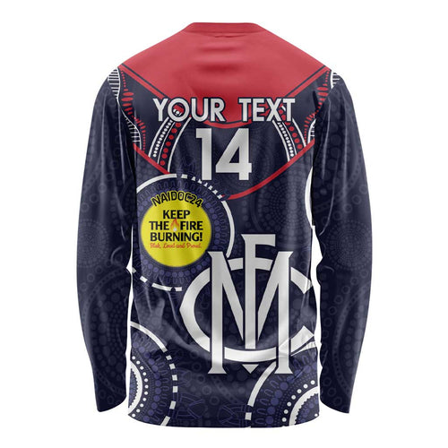 Custom AFL Demons NAIDOC Week Long Sleeve Shirt Keep The Fire Burning Indigenous Art