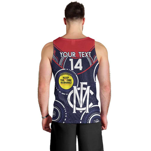 Custom AFL Demons NAIDOC Week Men Tank Top Keep The Fire Burning Indigenous Art