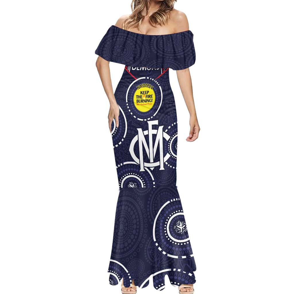 Custom AFL Demons NAIDOC Week Mermaid Dress Keep The Fire Burning Indigenous Art
